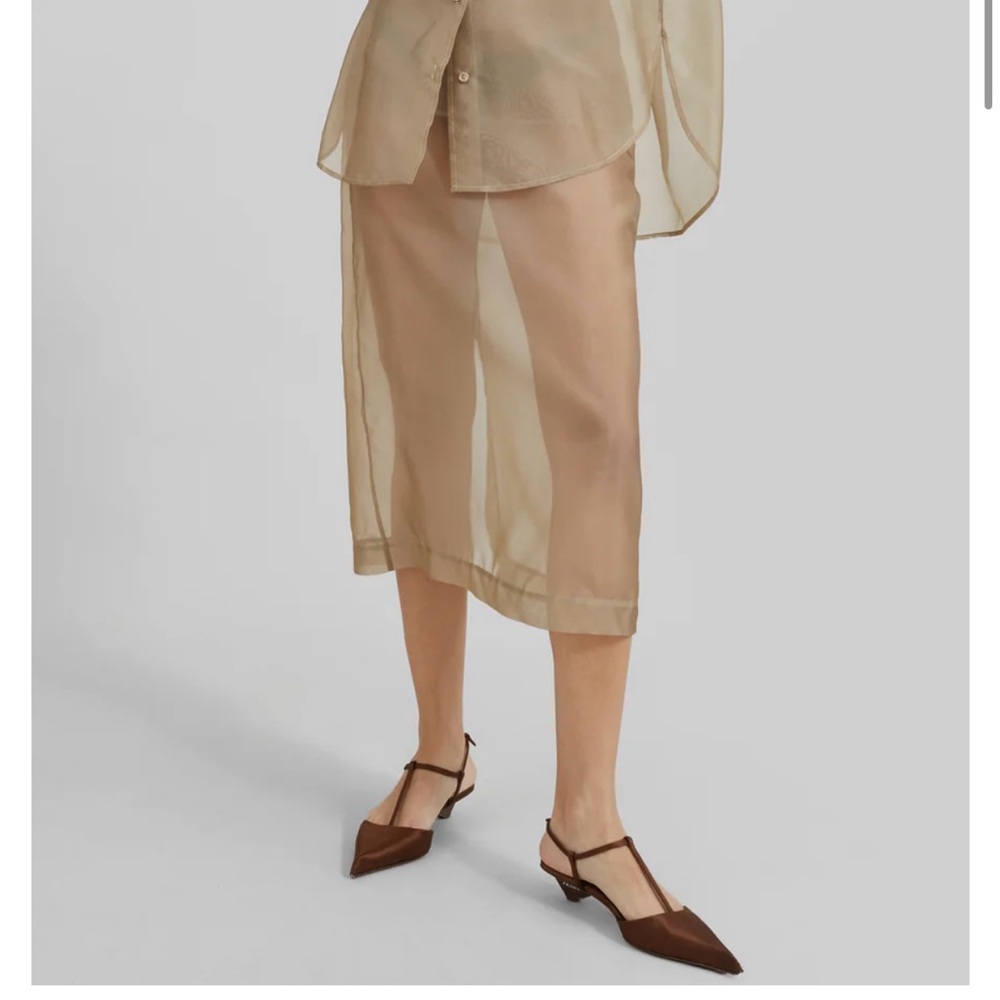 The Frankie Shop Sheer Tan Midi Skirt